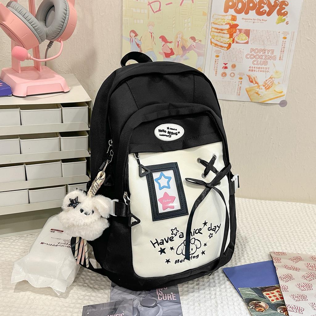 Schoolbag Backpack Female Trend Versatile Travel Backpack Large Capacity Casual Computer Bag Cute Versatile Male Student School Bag