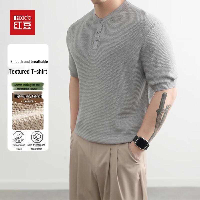 

Hodo Men s Breathable Short-Sleeve Henley Knit Polo Shirt 3XL