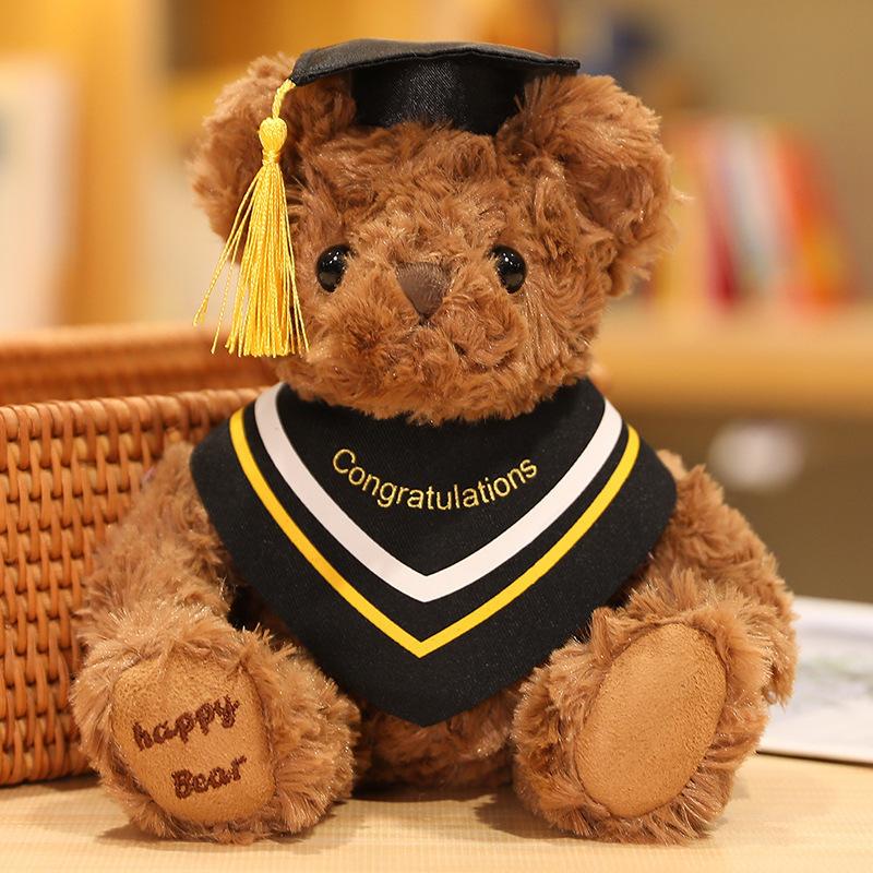 New British Doctor Teddy Bear Plush Toy Doll Graduation Gift Souvenir for Friends Brown Bear