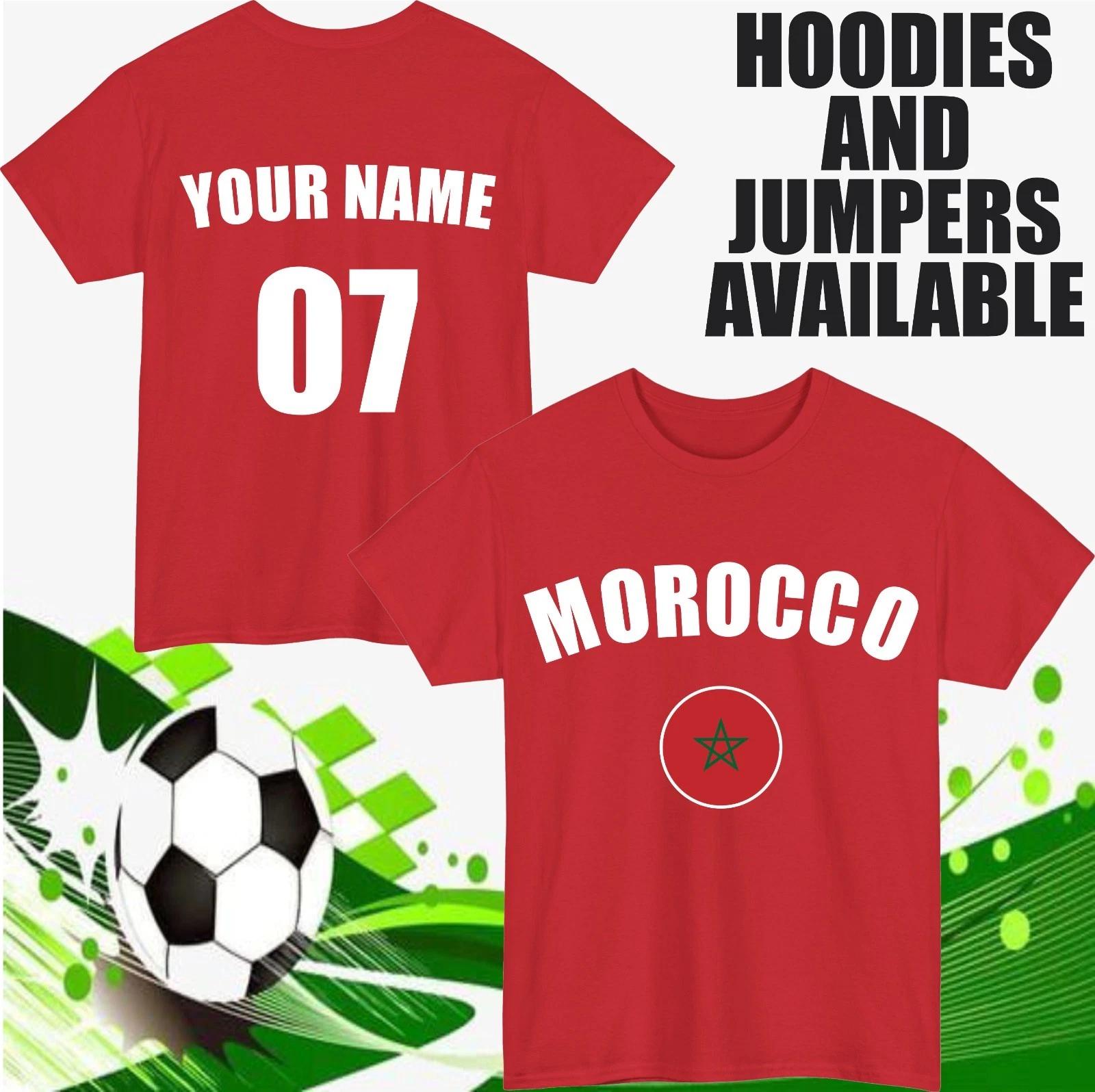 Personalised Morocco Football T-T-Shirt Customised Name & Number Sports Lover Top M