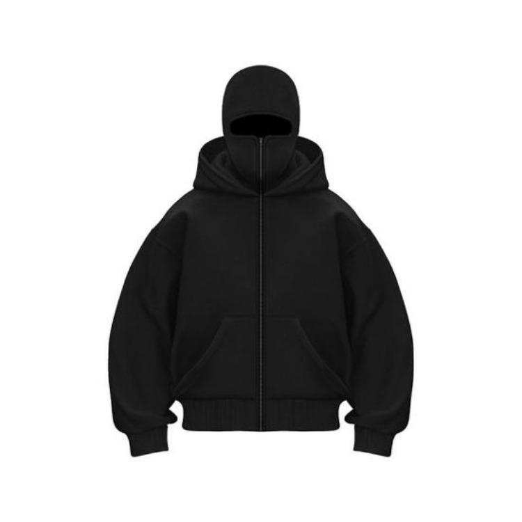 Warmer Unisex Balaclava Hoodie mit Gesichtsmaske Locker Reißverschluss Freizeitjacke für Herbst Winter Outdoor Sport Streetwear