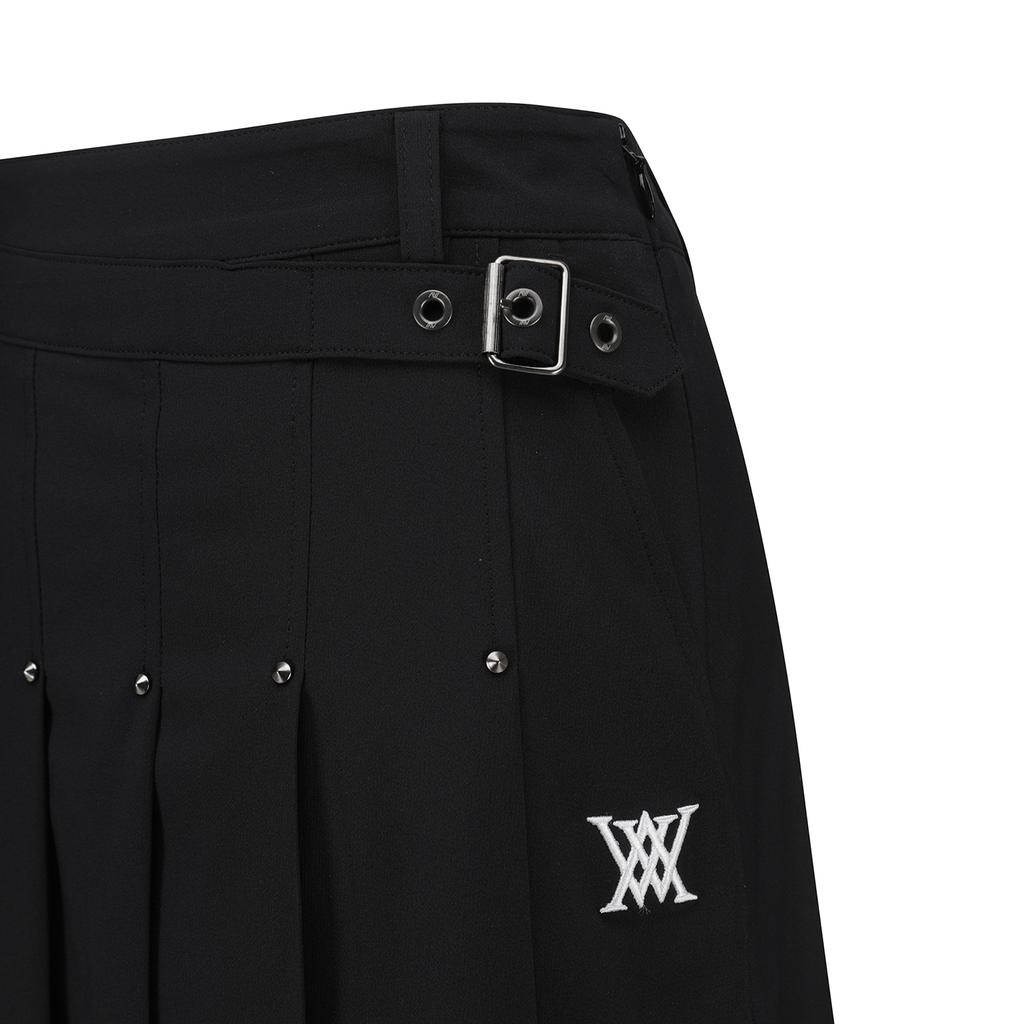 ANEW GOLF Women Buckle Decoratioin Pleats Skirt_Bk