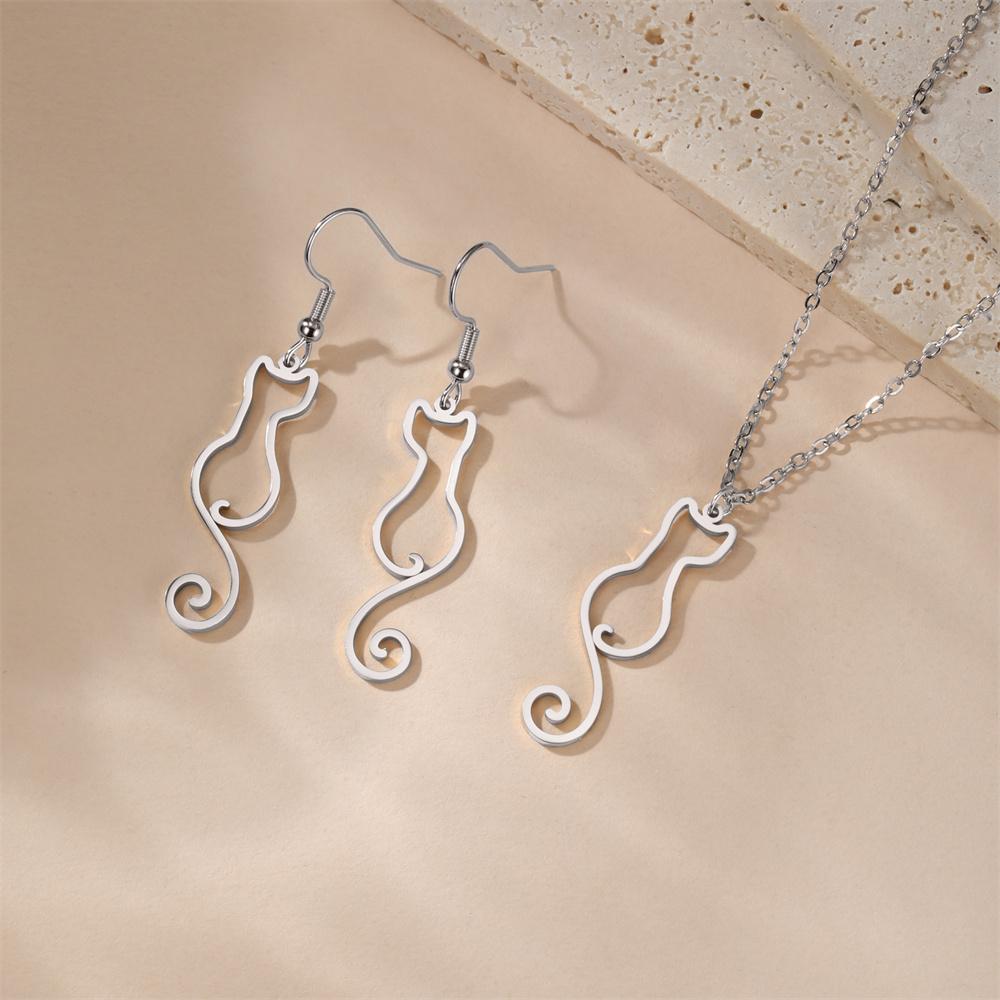 My Shape Lovely Cat Tail Drop Earrings for Women Cute Kitten Animal Dangle Earring Stainless Steel Fashion Jewelry Gifts