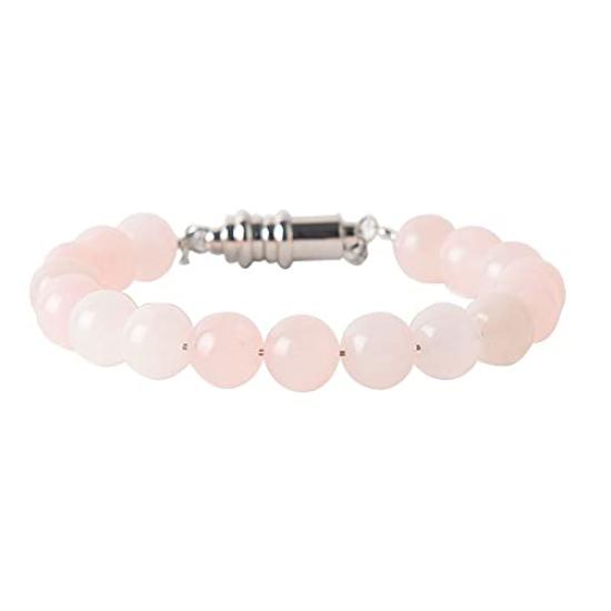 Jewel of Memory Ashes Ashes Stainless Natural Rose 8mm Beads Bracelet, Memorial, Container, Steel, 316L, Men's, Women's, Stone, Quartz, (18)