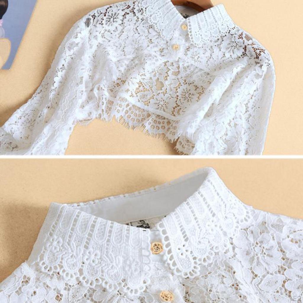 Collar Detachable Floral Layered Lace Wrist Cuff Set Sleeve Cuffs for Women Girls Costume Accessory