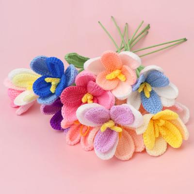 New Tulips Crochet Flowers Creative Handwoven Flowers Bouquet   Fake Flower Table Home Decor Gift Knitting Plant