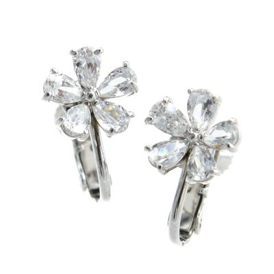 Vantaine Flower Earrings Cubic Zirconia Silver E2-1