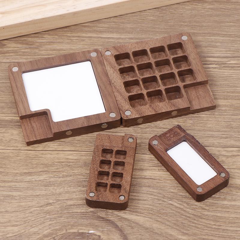 Tragbare Aquarellpalette, Farbkasten, handgefertigt, leere Box, Mini-Palette aus schwarzem Walnussholz, Acrylfarbe, tragbare Aquarellpalette