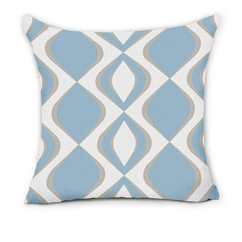 Lake Blue White Geometric Linen Pillowcase Sofa Cushion Cover Home Decoration Can Be For You 40X40 45X45 50X50 60X60
