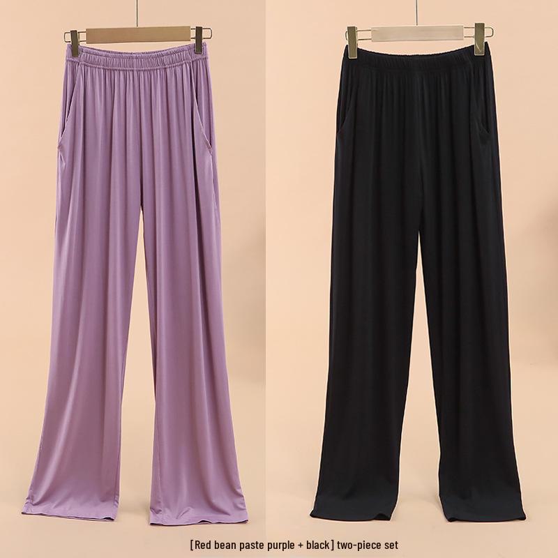 Damen Modal Locker Fallende Pyjamahose - Große Größe, Dünne Eisseide, Lässige Frühling/Sommer Hose