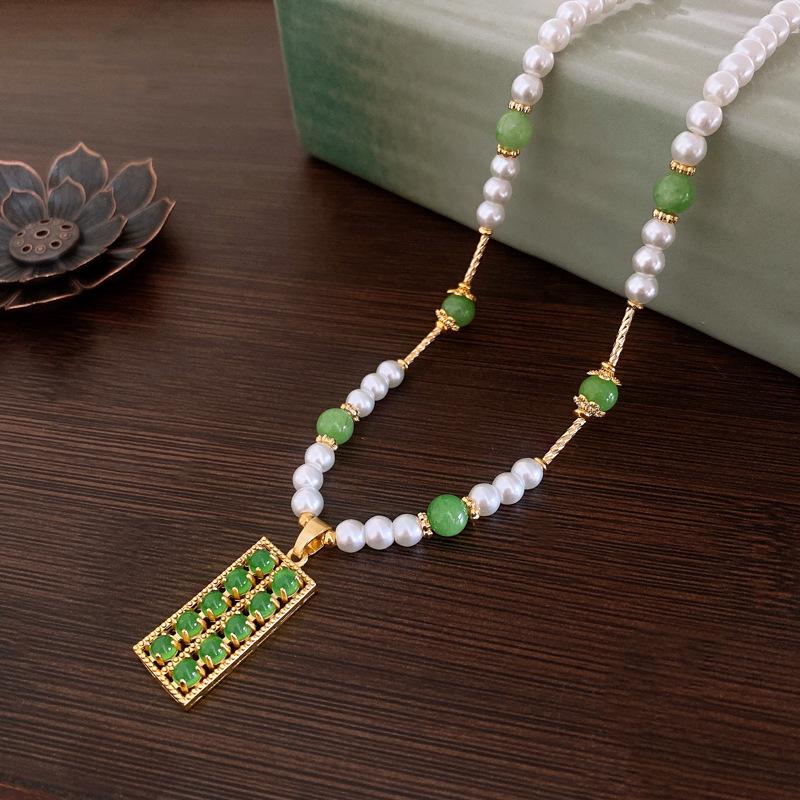 Electroplated zircon serpentine flower butterfly safety lock pearl necklace medieval collarbone chain new Chinese necklace women