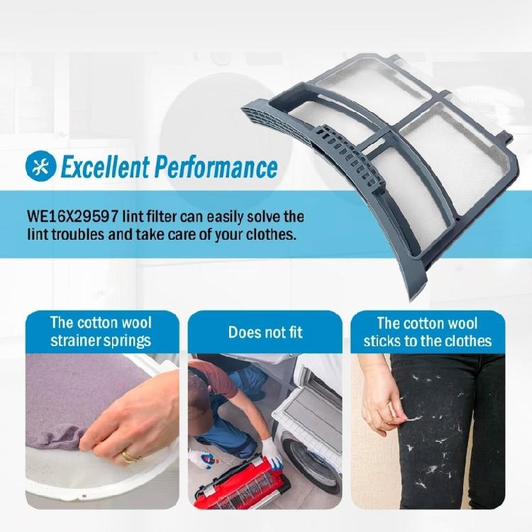 WE16X32537 WE16X29597 AP7205579 Dryer Lint Filter Screen Replacement for GFD55ESMN0DG GFD55ESMN0WW GFD55ESMN1DG