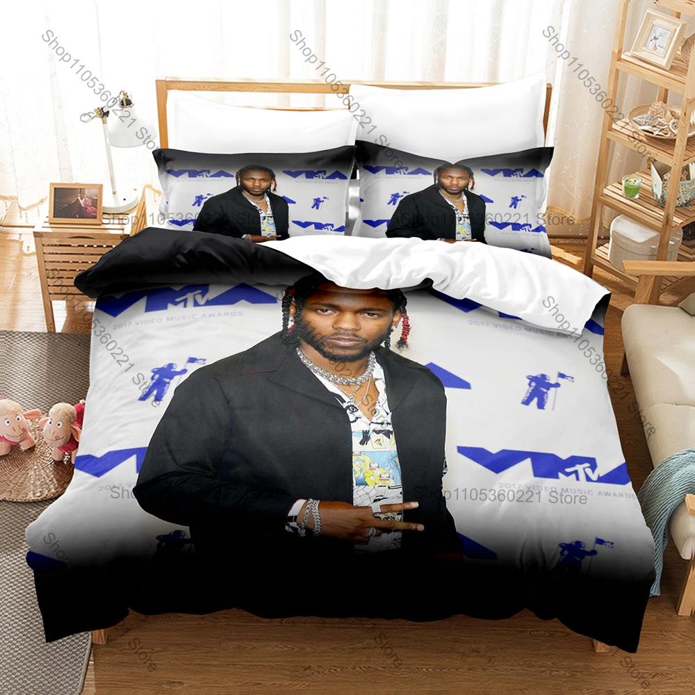 Cool Kendrick Lamar Jazz Funk West Coast Hip Hop Retro Street Culture Themed 3PCS Bedding 1 Duvet Cover + 2 Pillowcases All Seas