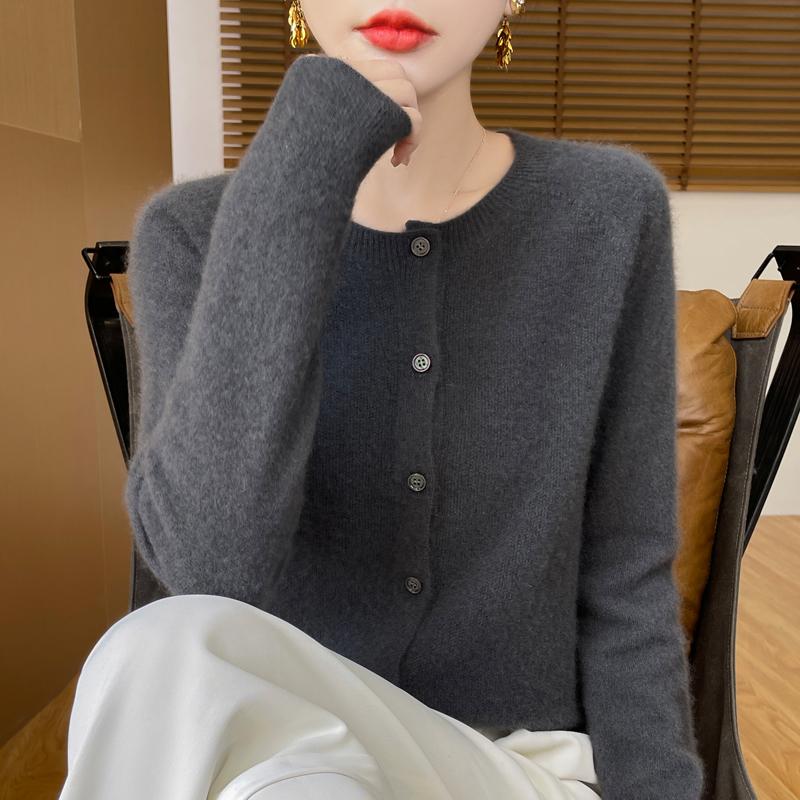 Qinghe Cashmere Women's 30% Cashmere Cardigan - Soft & Warm Wool Blend Sweater