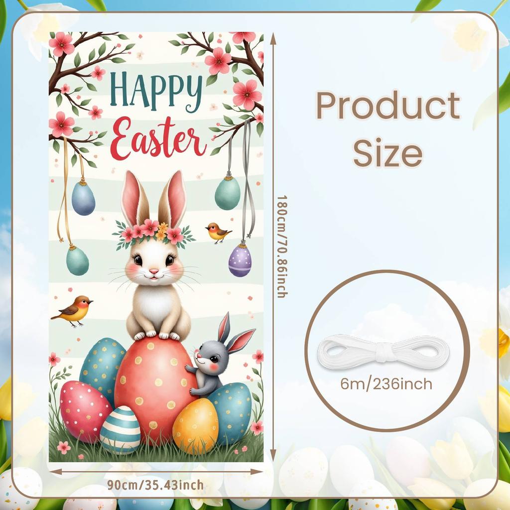 Bunny Celebration Display Pink Polka Dots Rabbit Background Easter Display Cartoon Easter Decor Banner For Holiday Gift Holiday