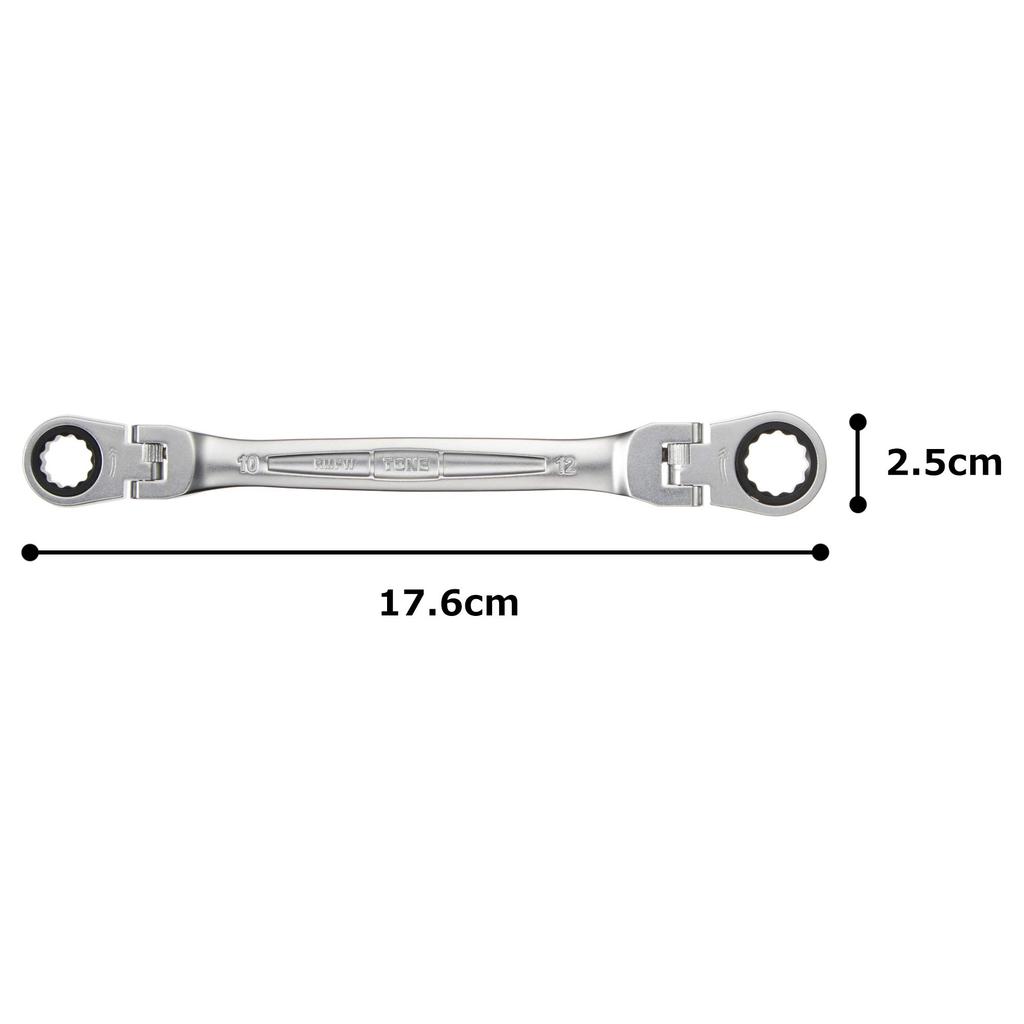 TONE Ratchet Combination 10 x 12 mm RMFW-1012 Double-ended Wrench, (Jaw Size)