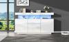 140 x 35 x 80 cm Modernes Hochglanz Acryl Sideboard mit 16-farbigem LED-Streifen, Kaffeebar, Geeignet für Esszimmer, Küche, Flur (Weiß)