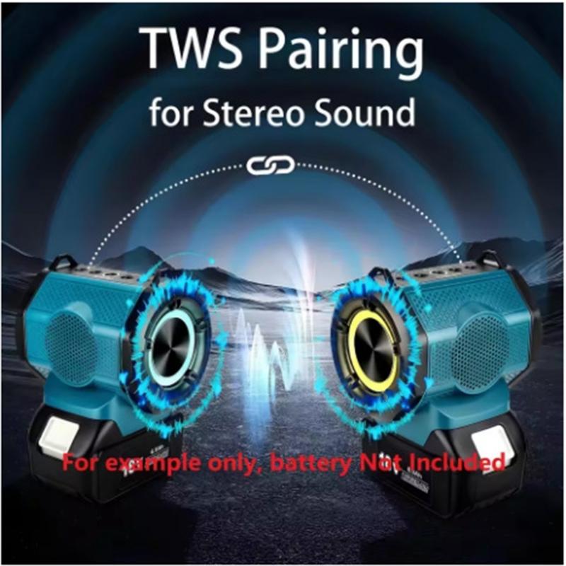 HIFI High Fidelities Bluetooth-compatible Speaker Portable Waterproof Design For 18-20V Batteries for Outdoor Activity Construction Sites and Camping