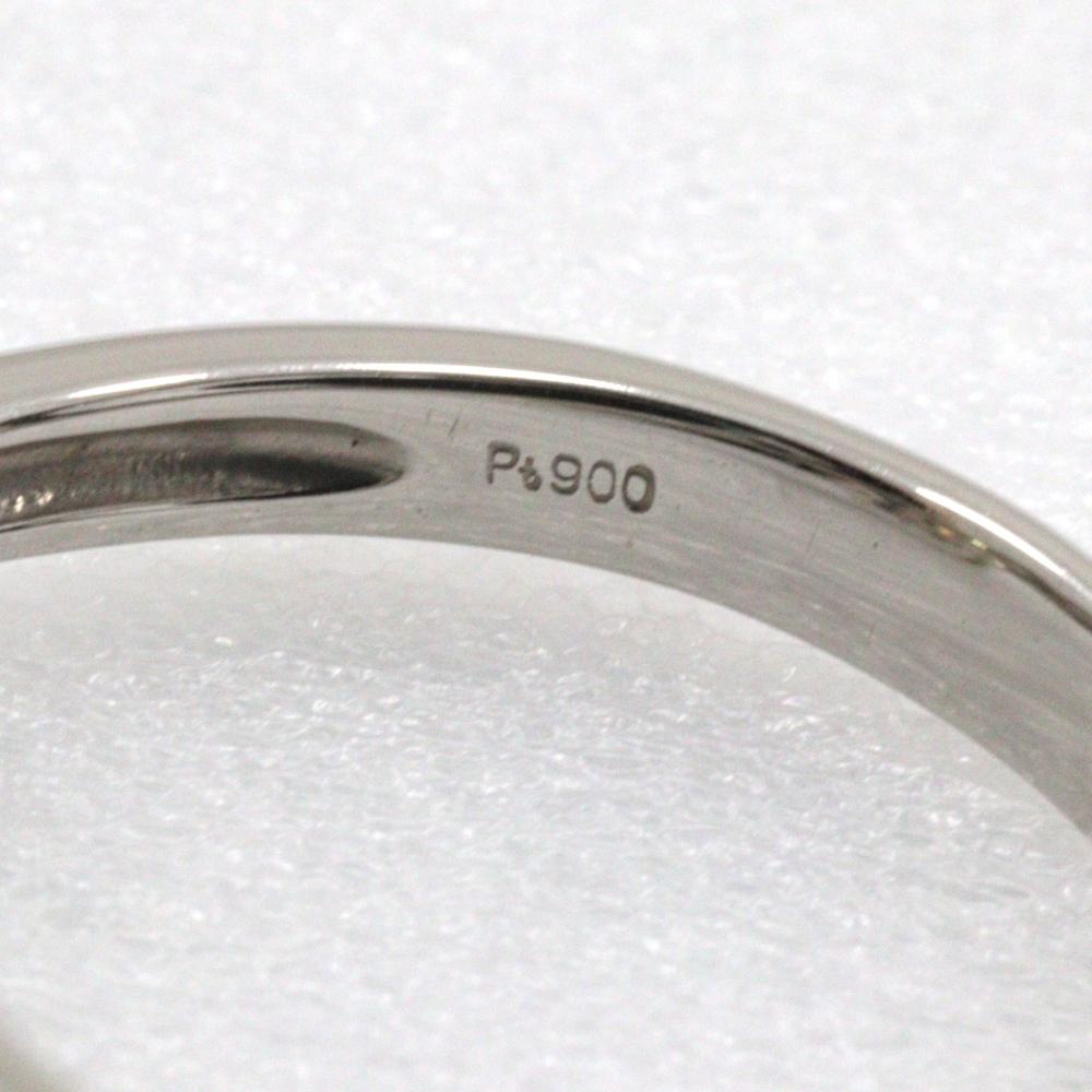 flour Ring Pt900Platinum/diamond #6.2(US Size) flour 4.2g Women Used