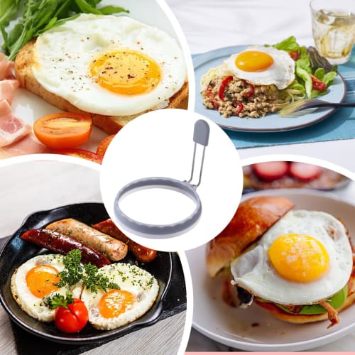 Gevrkjenp Fried Egg Ring, Fried Egg Cooker Ring - Silicone Egg Cooker Ring, 4-Inch Sandwich Mold - Pancake Mold, Food Grade Kitchen Cooking Gadget for