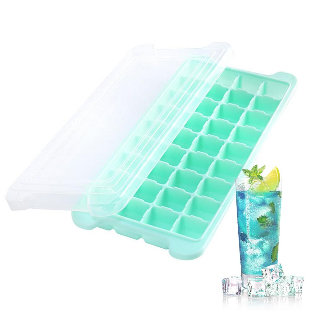 Summer Silicone Ice Cubes Tray with Lid 36 Cubes Large Food Grade Silicone Ice Cube Square Tray Mold DIY Ice Maker Ice Cube Tray