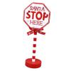 Christmas Stop Here Decor Metal Solid Wood LED Delicate Santa Stop Here Tree Topper for Christmas