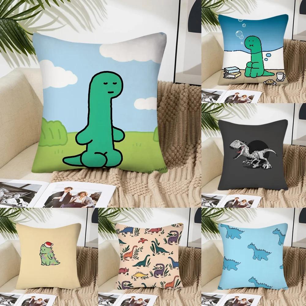 Niedlich Und Minimalistisch Dinosaurier Kissenbezug Quadratisches Kissen Schlafzimmer Sofa Freizeit Komfort Kissen Auto Wohnzimmer Heimdekoration 40X40