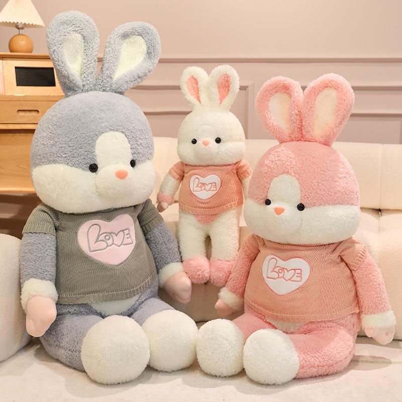 Large Sweater Rabbit Doll Plush Toy Clothing Big Rabbit Doll Girls Soothing Ragdoll Birthday Gift