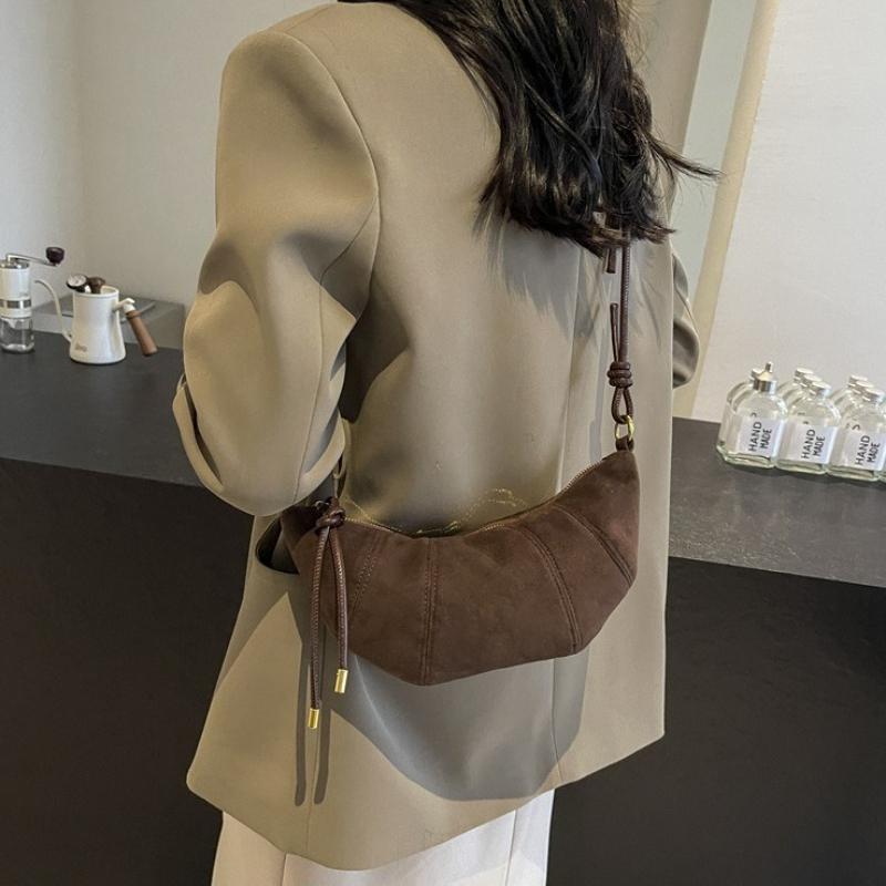 Croissant Shape Women's Crossbody Shoulder Bag High Quality Zipper Solid Color Soft Handbag for Daily Use And Commuting