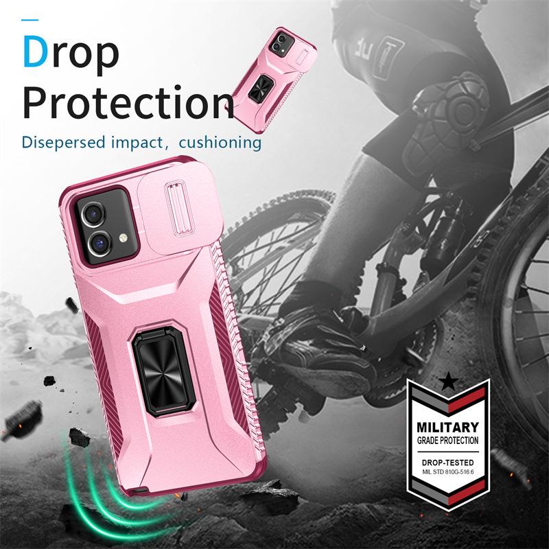 Motorola Moto Edge 2025 G5G Ring Pull-Push Window Phone Case, Compatible with G Pure and G Stylus.