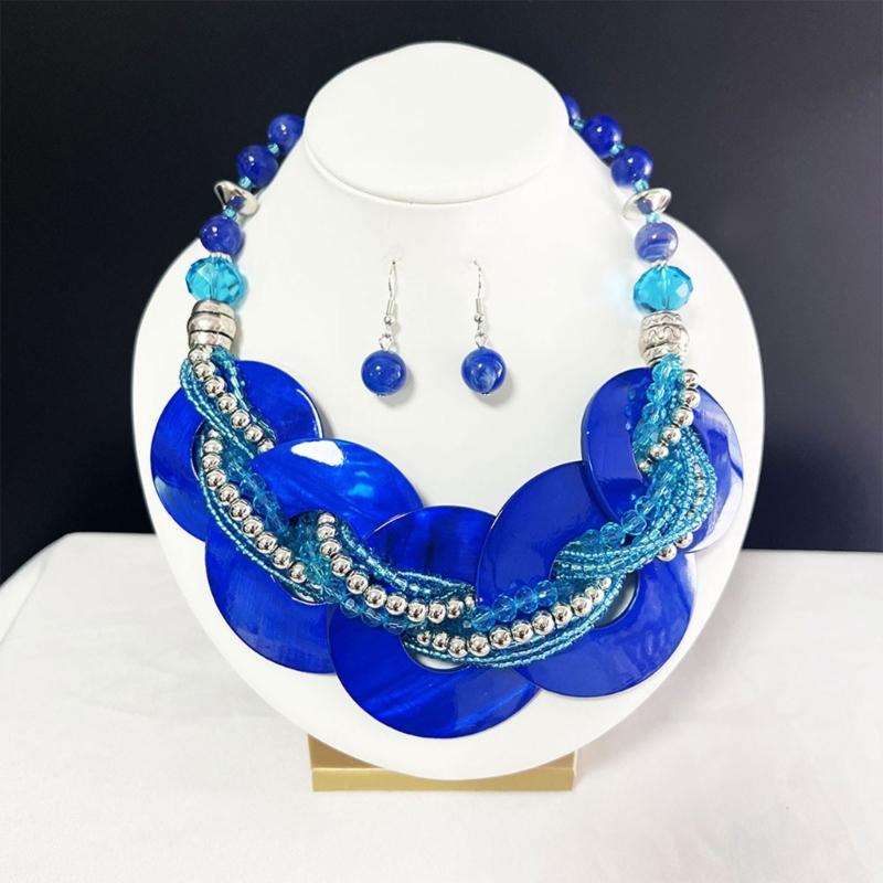 Elegant Shell Jewelry Set With Geometric Design Lightweight Sturdy For Daily Wear And Special Occasions Multiple Color Options