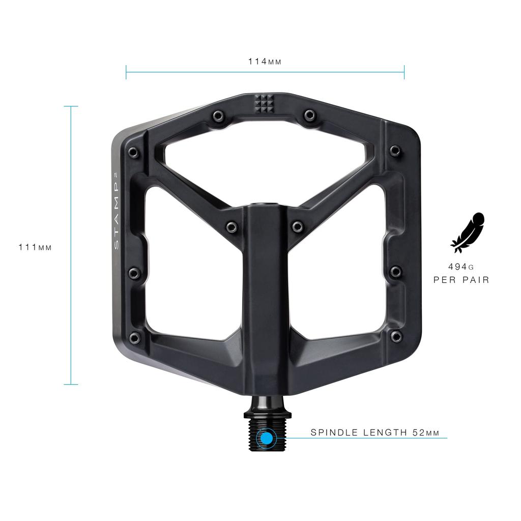CRANK BROTHERS Stamp 2 MTB Flat 2020 Pedals, Large, Black,