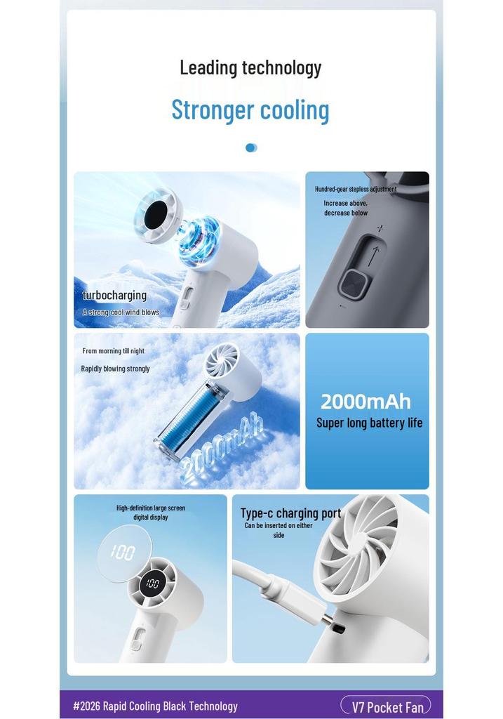 New Pocket-Sized USB Rechargeable High-Speed Carabiner Fan