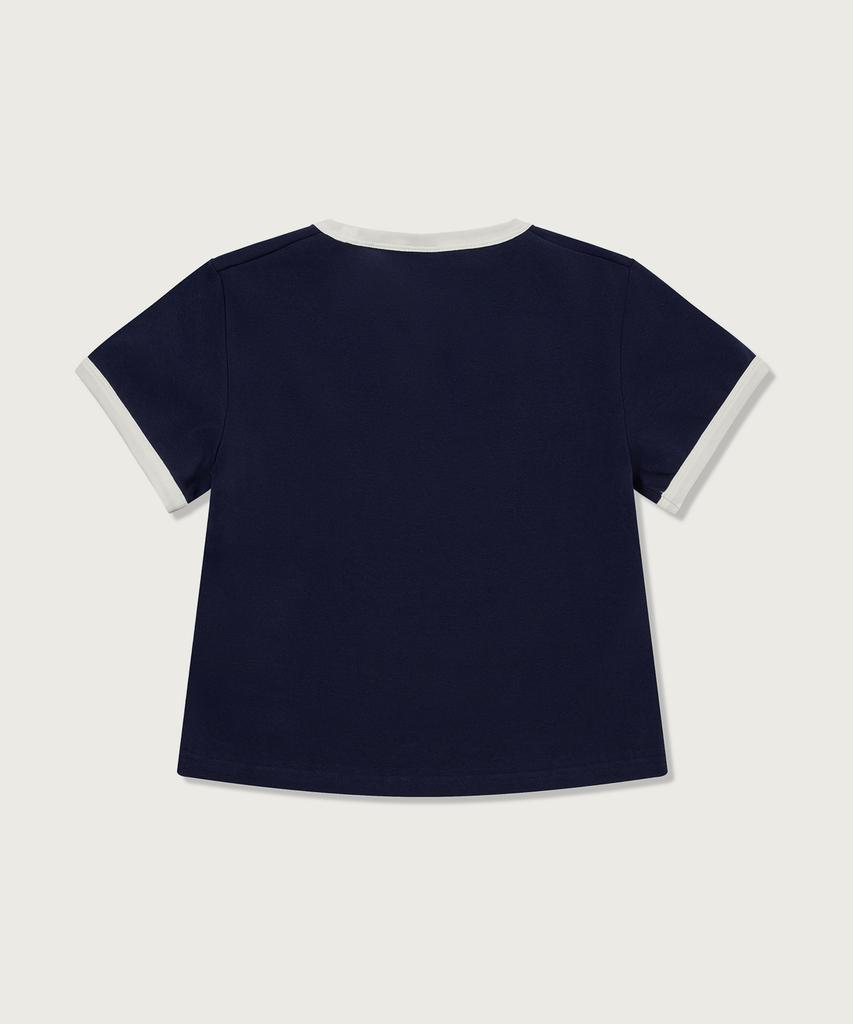Champion Women'S Coney Island Crop Ringer T-Shirt Navy