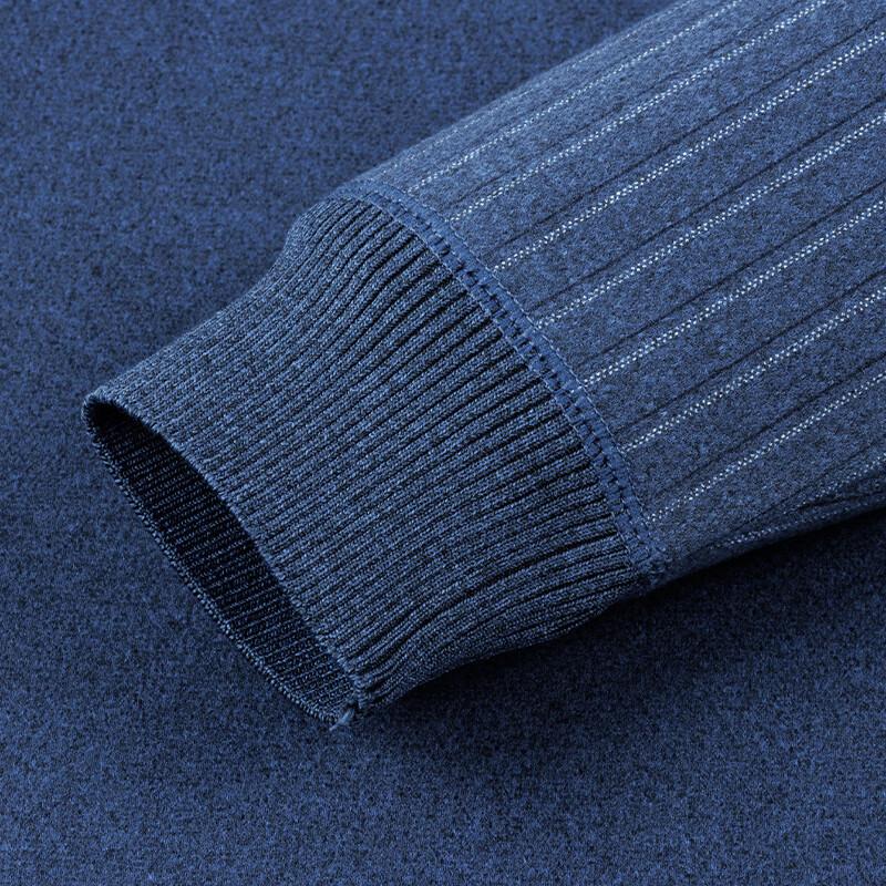 ROMON Men's Fleece-Lined Shirt Collar Knit Sweater