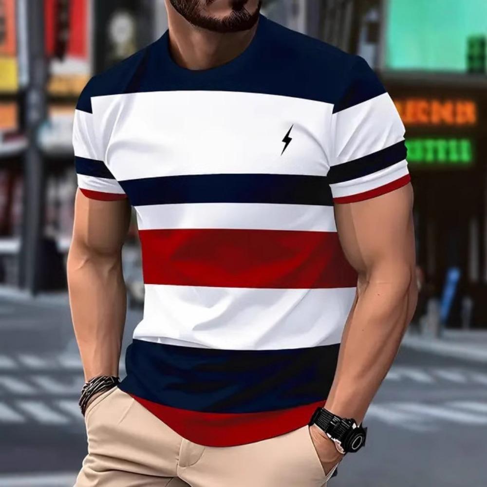 Fashionable and casual 3D printed short sleeved round neck T-shirt