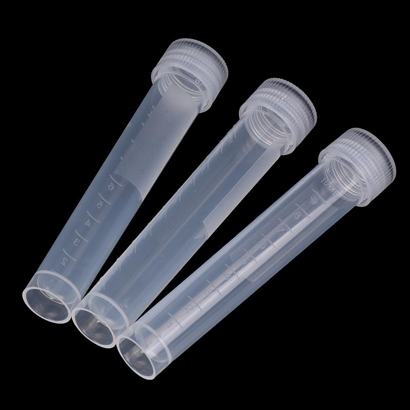 20Pcs 10Ml Plastic Test Tubes Vials Sample Container Powder Craft Screw Cap Bottles