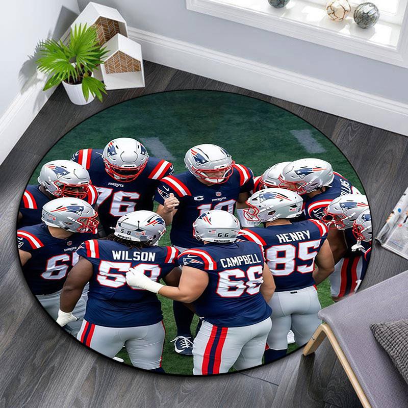 Patriots Players Pattern Round rug,Carpet Rug for Living Room Bedroom Playroom ,Non-slip Floor Mat,Holiday Gifts and Birthday Gifts.