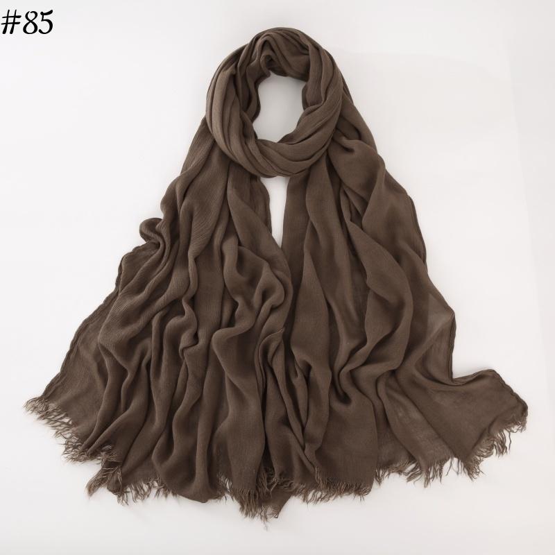 95 Colors Soft Cotton Viscose Scarf Rayon Material Muslim Hijab Mid Eastern Plain Solid Color Headscarf With Tassel