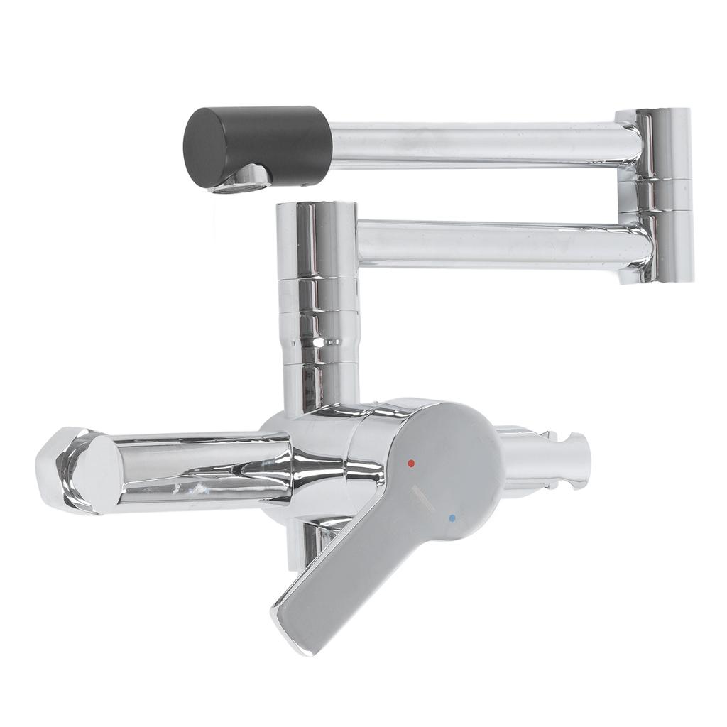 G1/2 Bathtub Faucet Set Wall Mounted Copper Silver Multifunctional Foldable Bathroom Faucet Set