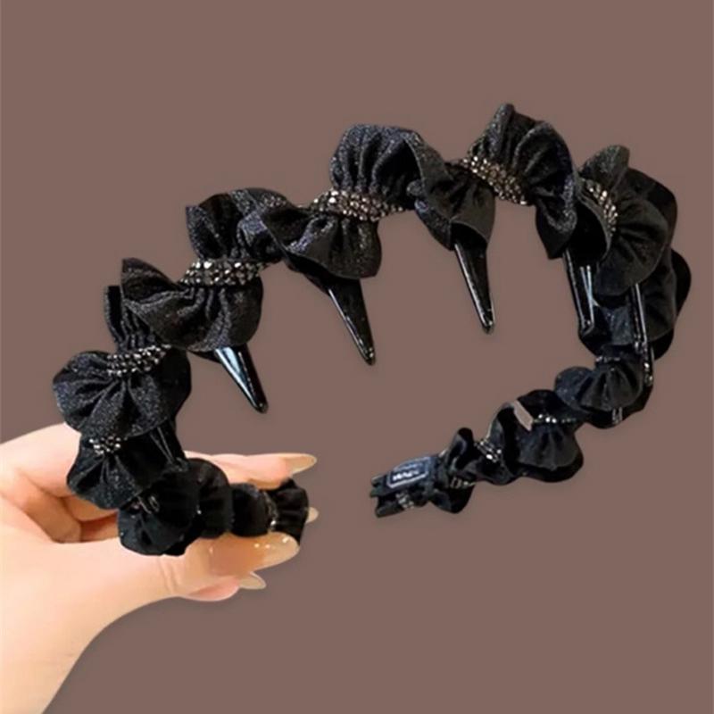 Černé Elegantní Čelenky do Vlasů Krajková Šňůrka Vlasová Obruč Zuby Protiskluzové Vlasové Doplňky Korejské Dívky Čelenky Ozdoba Hlavy
