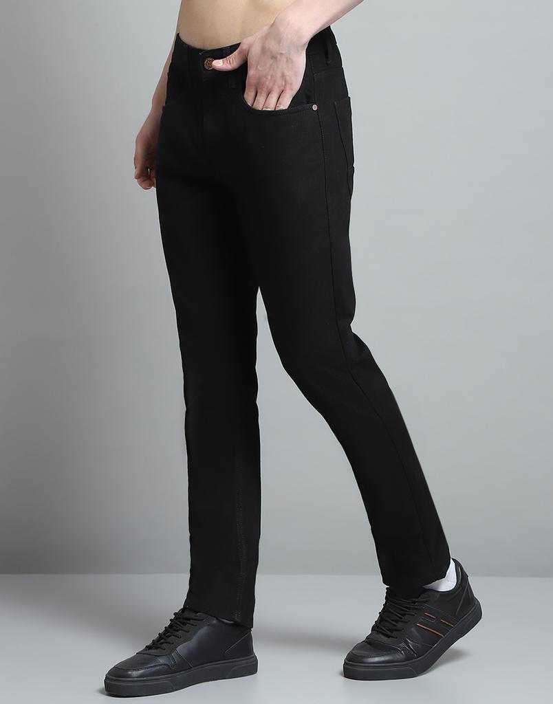 MONTE CARLO Herren Einfarbig Schwarz Mittelhoch Regular Fit Jeans