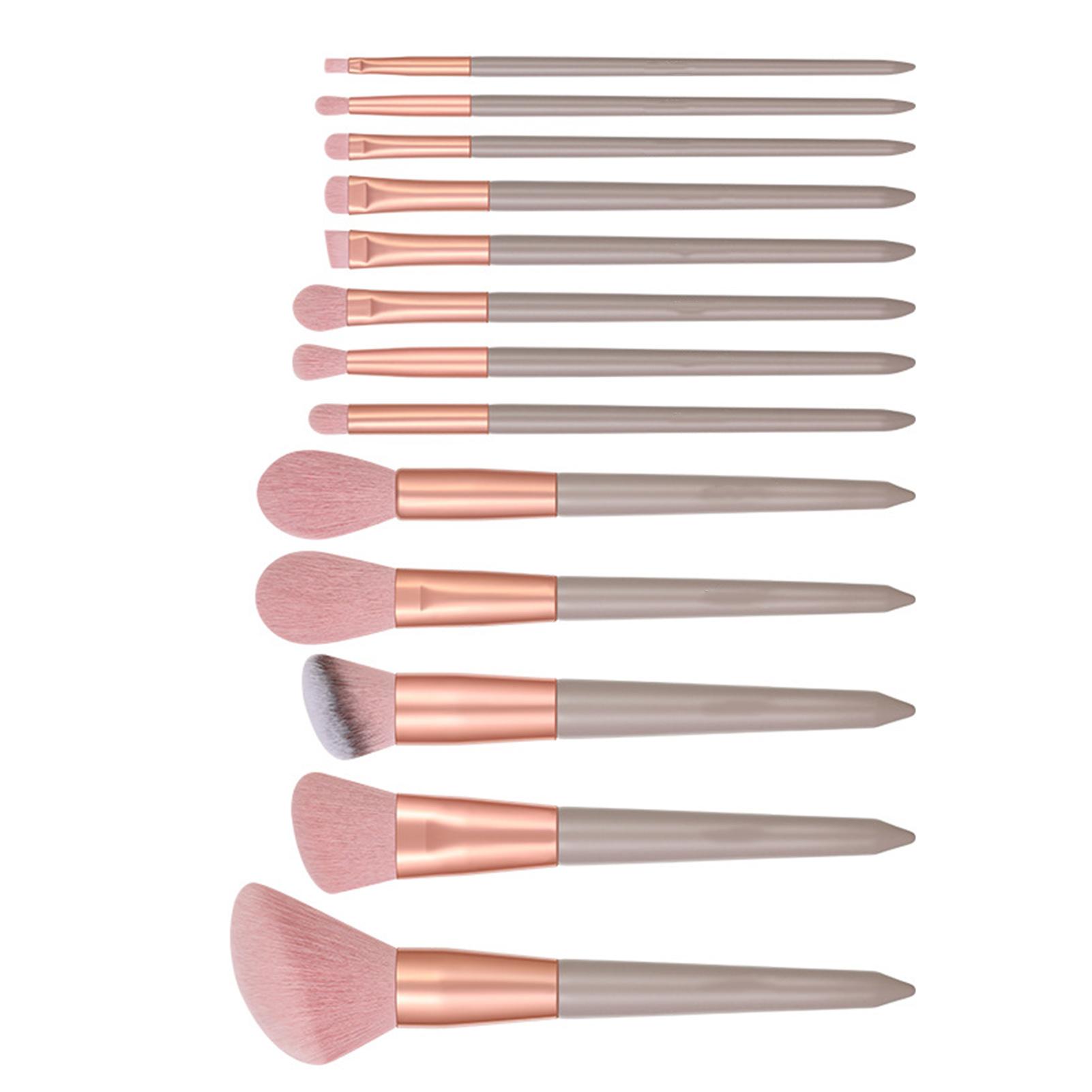 

13pcs Makeup Brushes Set Pink Synthetic Fiber Wooden Handle Portable with Bag Face Makeup Brushes
