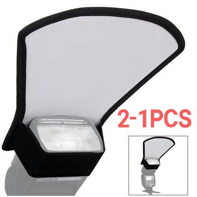 2 Peças Difusor de Flash de Câmera Softbox Refletor Prata e Branco para Canon