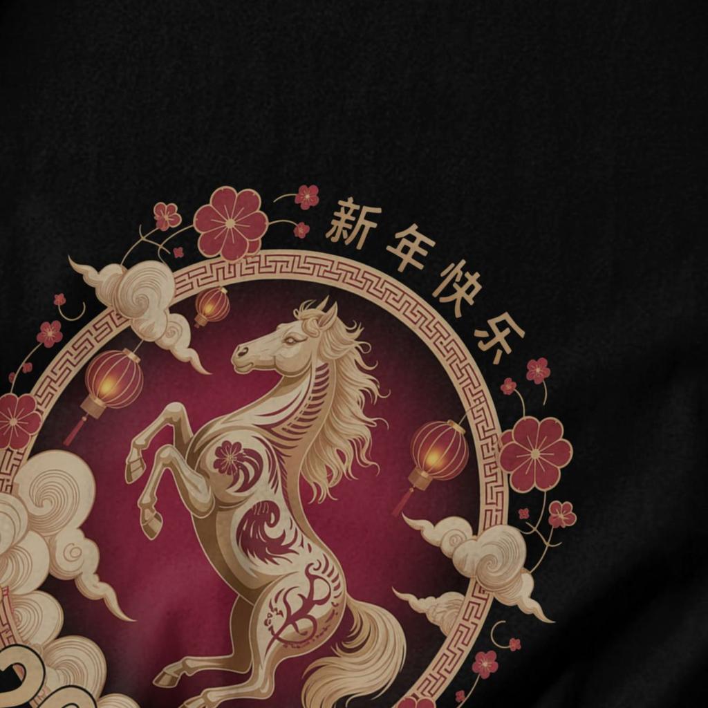 Herren T-Shirt 2026 Feuerpferd Chinesisches Neujahr Pferd Vintage Idee Y2K Grafik-T-Shirts Unisex Oberteile T-Shirts