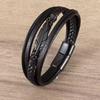 Multi-layer Leather & Titanium Steel Magnetic Buckle Bracelet