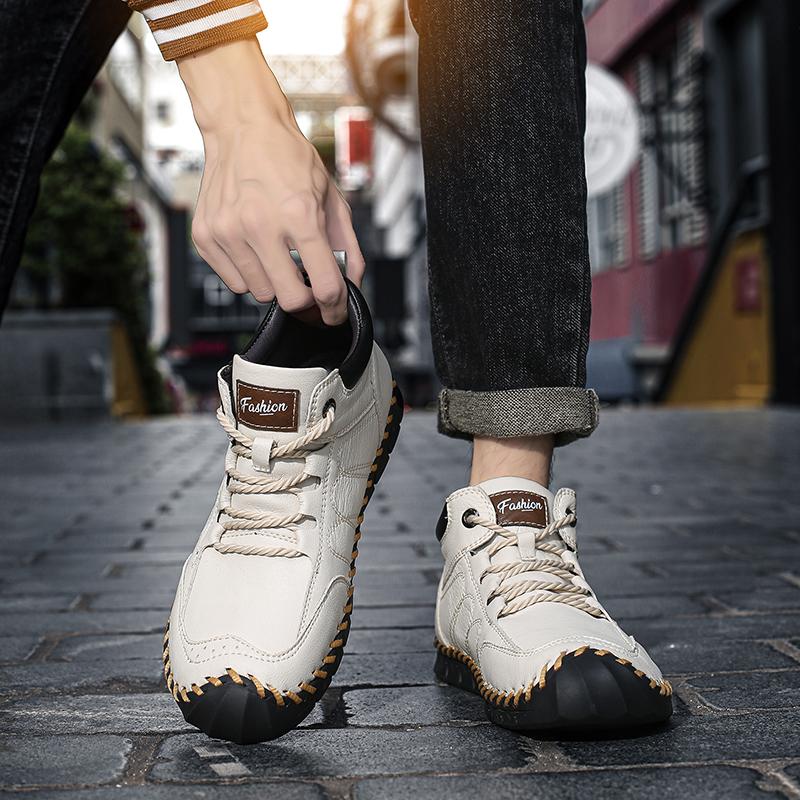 38-48 Men Leather Casual  Shoes Design Sneakers Man Breathable Leather Shoes Men Ankle Boots