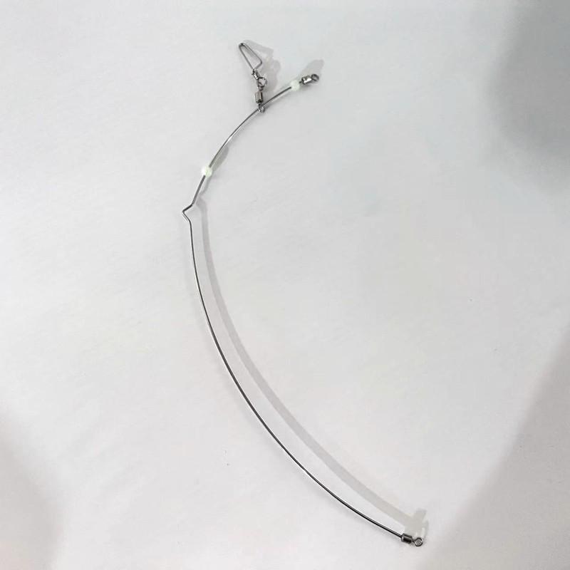 Stainless Steel Curved Rod Single Hook Fishing Rig with Luminous Beads for Sea Fishing
