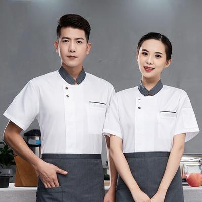 Summer Chef Uniform Short Sleeve Unisex Stand Collar Soft Breathable Stain-resistant Loose Cook Kitchen Bakery Fast Food Restaurant Canteen Waiter