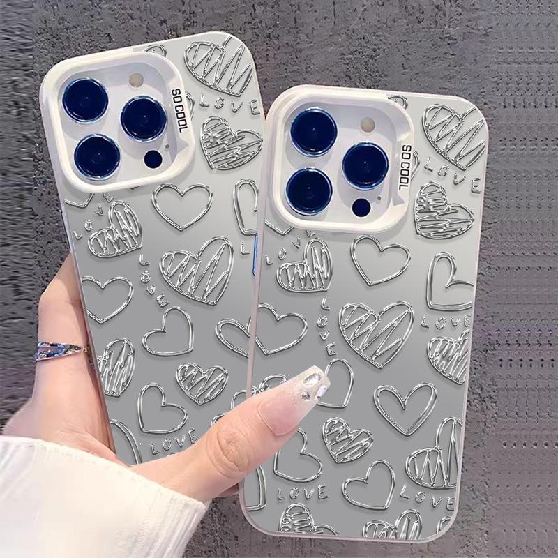 English Love Applies To Iphone14pro Apple 15 Mobile Phone Case 13 Personalized All-inclusive Xsmax Color Silver 16 New Models